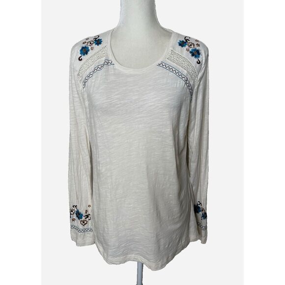 PANHANDLE Size L Shirt Women Embroidered Western Cowboy Long Sleeve Tee T Top - Picture 1 of 12